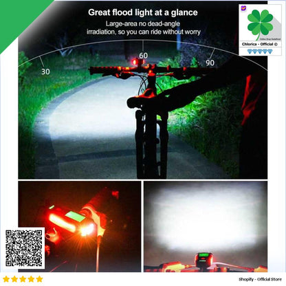 ANLOOK Lampu Depan Sepeda Klakson Speedometer LED XPG COB 300 Lumens AS0808