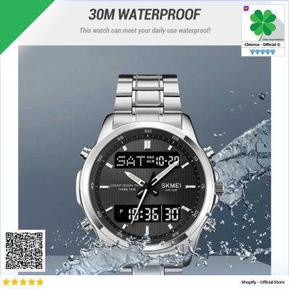 SKMEI Jam Tangan Digital Analog Waterproof Alarm 2049