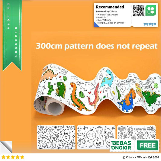 AMSZKE Kertas Mewarnai Tempel Dinding Drawing Paper Roll 300cm AM 33