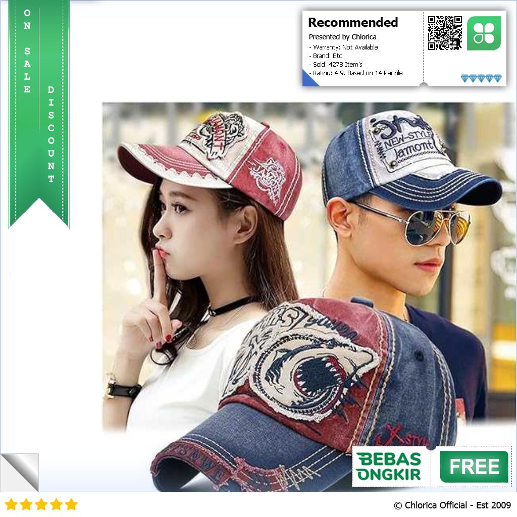 JAMONT Topi Baseball Cap Motif Bordir Shark G139