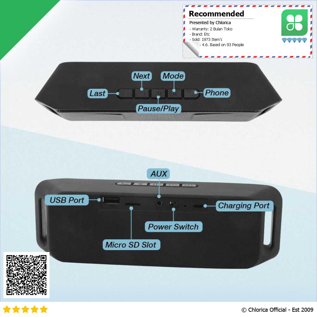 Yinew Speaker Bluetooth Portable Megabass Stereo A2DP SC 208