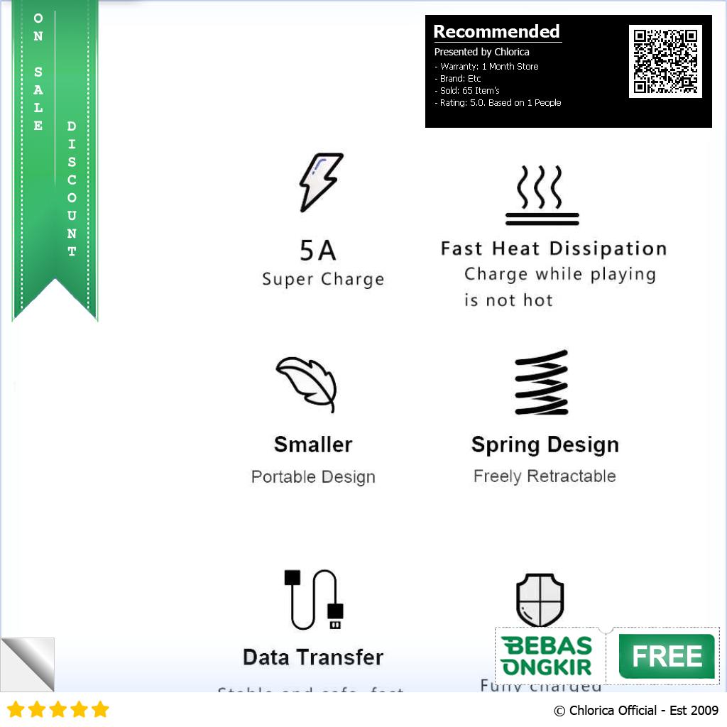 KEBISS Kabel Data Lightning Multifungsi Fast Charge Spring 5A 40W KL 5