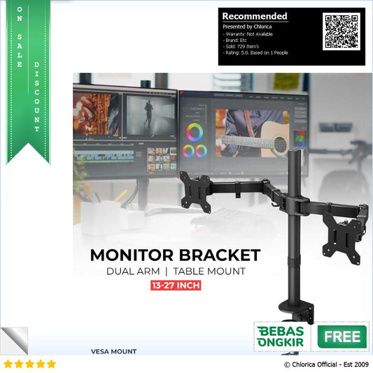 CONX Bracket Monitor Table Mount Dual Arm VESA 100 x 100 13 27 Inch TV KMT 2