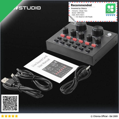 TaffSTUDIO Bluetooth Audio USB External Soundcard Live Broadcast Mic V8S