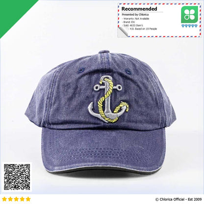 HATLANDER Topi Baseball Cap Bordir 3D Anchor Washed Style SBC56