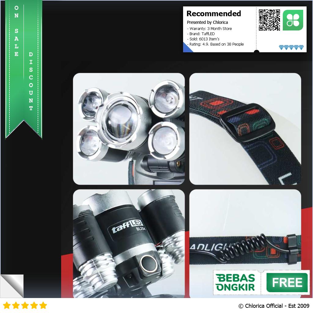 TaffLED Headlamp Light Cree XML T6+4XPE 40000 Lumens BL254