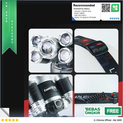 TaffLED Headlamp Light Cree XML T6+4XPE 40000 Lumens BL254