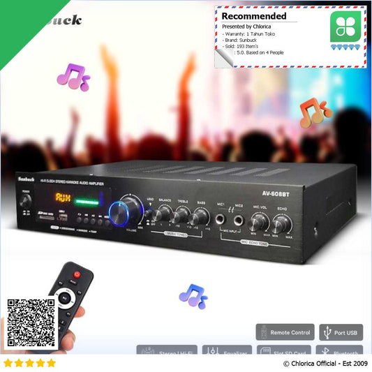 Sunbuck Audio Bluetooth Amplifier Karaoke 5CH 600W AV 608BT