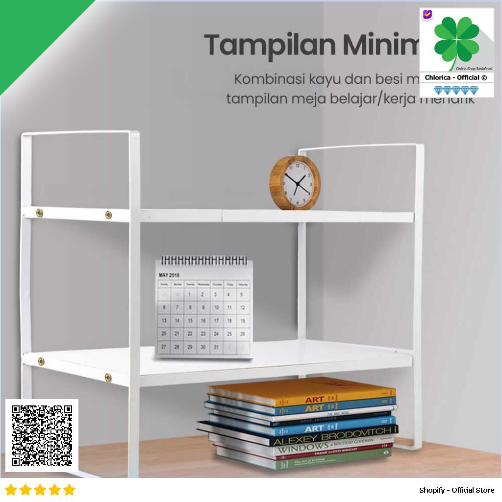 AOLIVIYA Rak Buku Minimalis DIY Table Bookshelf Organizer Double Layer AO40