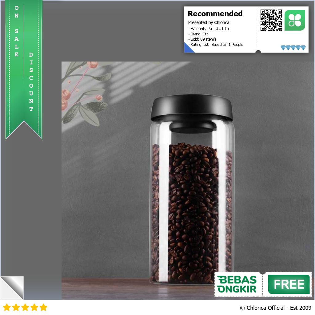 Seluna Toples Kaca Biji Kopi Coffee Beans Vacuum Sealed Air Tight Lid SE41