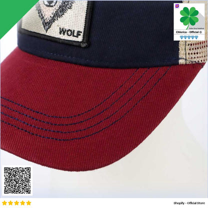 Rhodey Topi Trucker Unisex Jaring Mesh Hat Wolf Patch DH YK