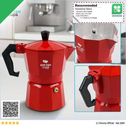 One Two Cups Teko Kopi Moka Pot Espresso Coffee Maker Stovetop Filter MX001