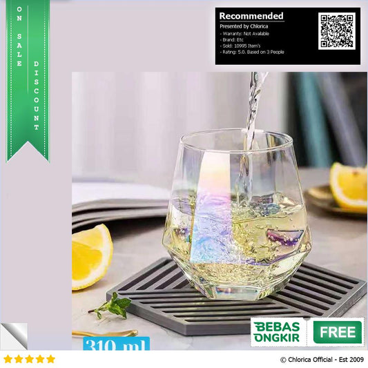 GLASSWARE Gelas Minuman Diamond Crystal Borosilicate Glass 310 ml GW107