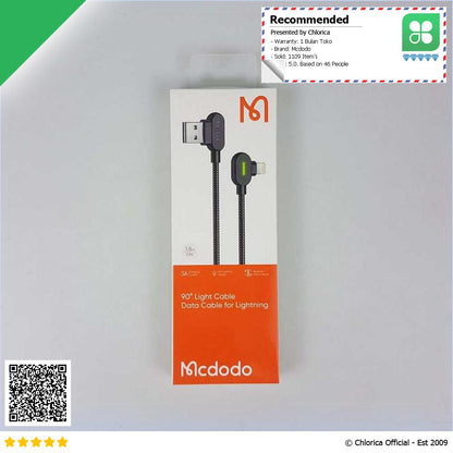 Mcdodo Kabel Data Lightning Multifungsi Braided L Shape 3A CA 4673