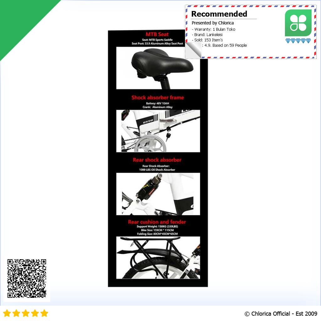 Lankeleisi Sepeda Listrik Lipat Folding Bike Elite Version 48V 10.4Ah G550