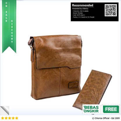 Rhodey Tas Selempang Pria Messenger Bag PU Leather dengan Dompet 898