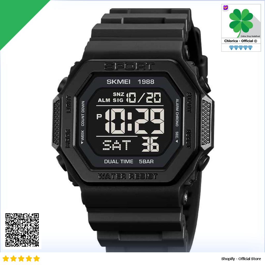 SKMEI Jam Tangan Pria Digital Sport Watch Alarm Waterproof EL Light 1988