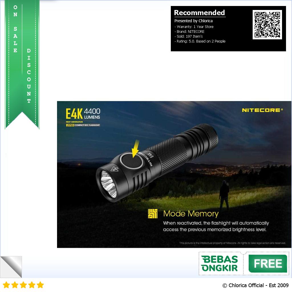 NITECORE Senter LED 4xCREE XP L2 V6 4400 Lumens E4K