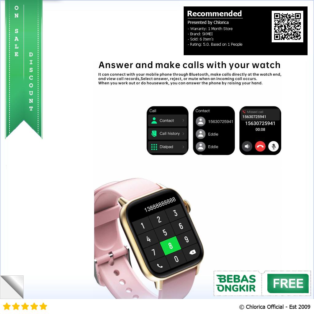 SKMEI Smartwatch Heart Rate Blood Oxygen QS08 PRO