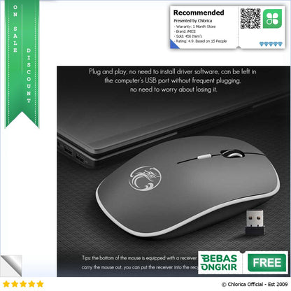 iMICE Super Slim Silent Optical Wireless Mouse 2.4GHz 1600DPI G 1600