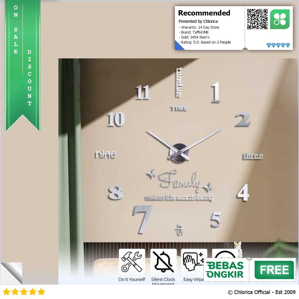 TaffHOME Jam Dinding Besar DIY Giant Wall Clock Quartz 100 cm JM 01