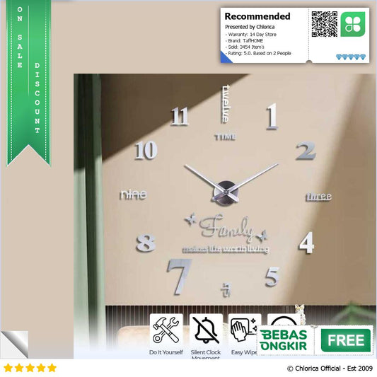 TaffHOME Jam Dinding Besar DIY Giant Wall Clock Quartz 100 cm JM 01