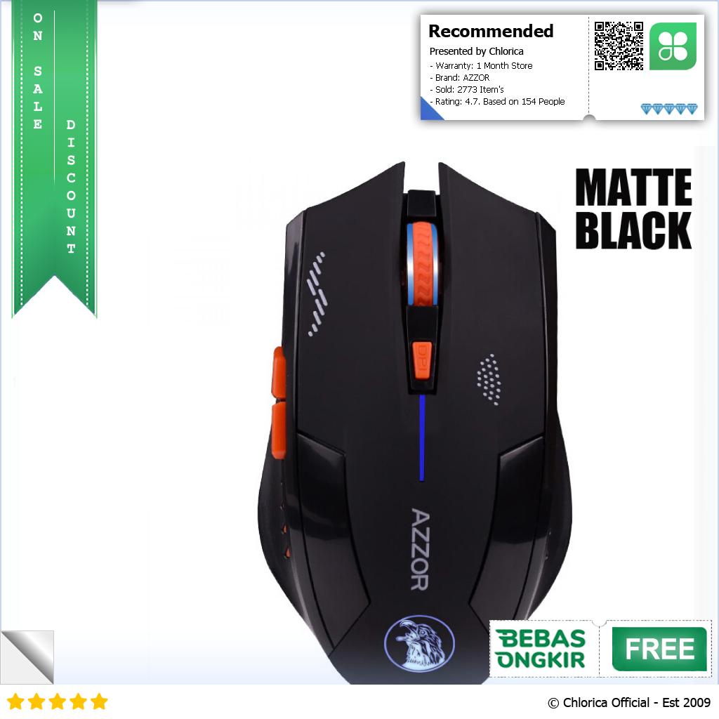 AZZOR Mouse Gaming Wireless Rechargeable USB 2400 DPI 2.4G