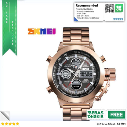 SKMEI Jam Tangan Analog Chrono Pria Stainless Steel Strap 1515