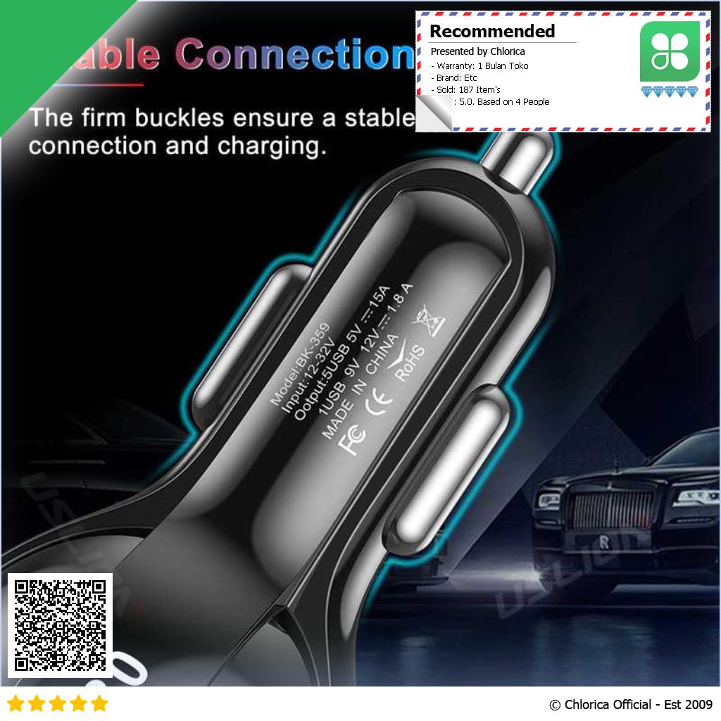 USLION Car Charger Mobil USB 5 Port QC 3.0 15A BK 359