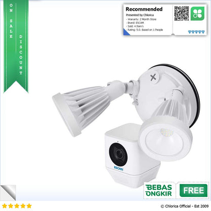 ESCAM QF608 WiFi IP Camera CCTV Floodlight PIR Detection HD 1080P