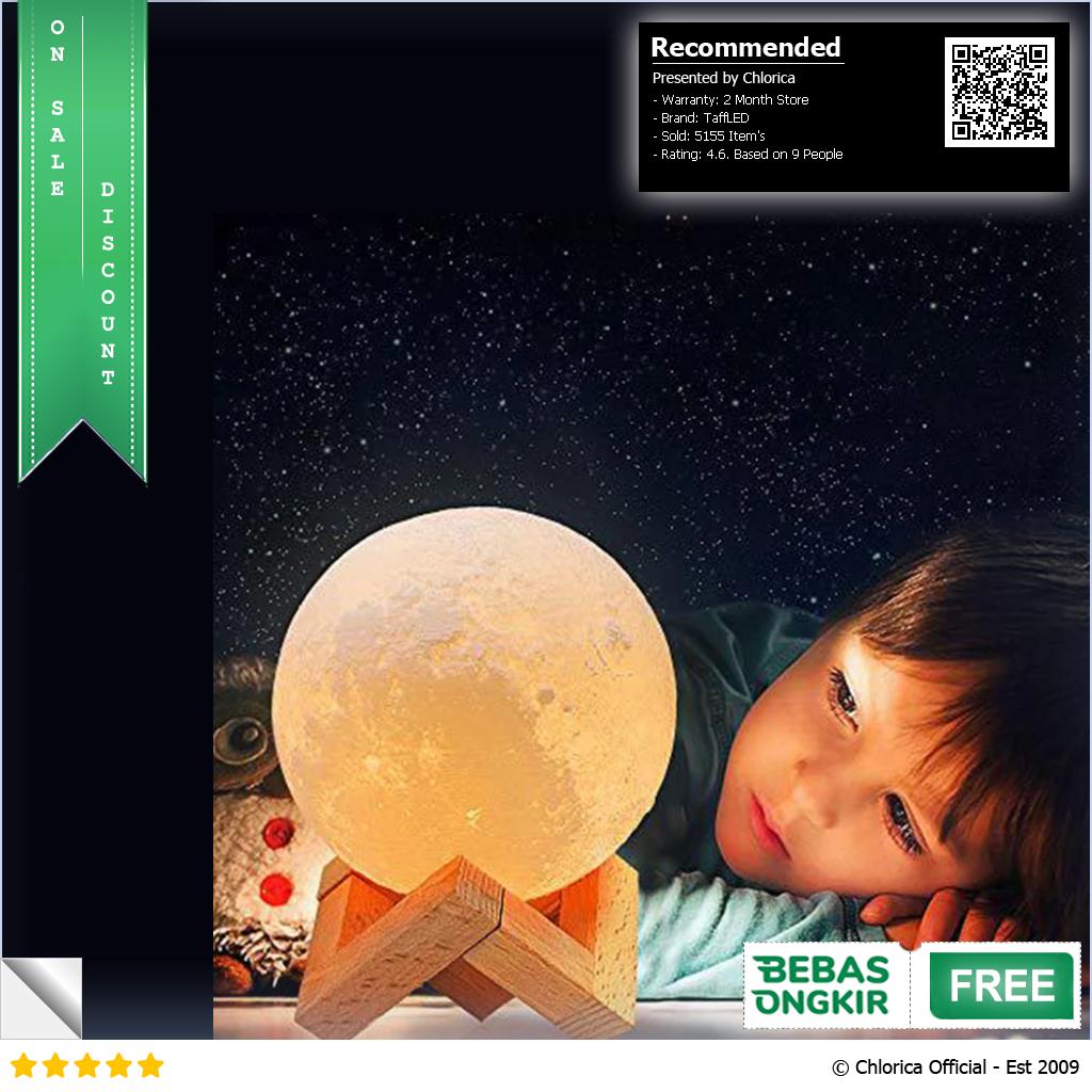 TaffLED Lampu Tidur Bulan 3D Moon Night Light Lamp Rechargeable 3DPML