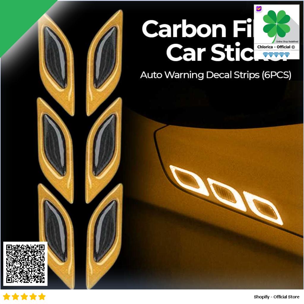 LARATH Carbon Fiber Car Sticker Auto Warning Decal Strips 6PCS 1183