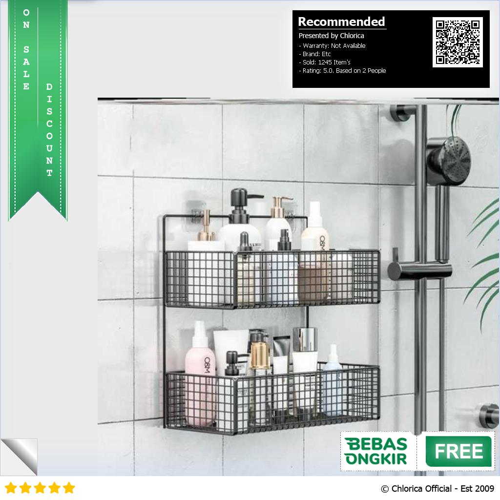 Rak Gantung Besi Organizer Bathroom Rack 2 Layers 35.5x15.5x35cm G20