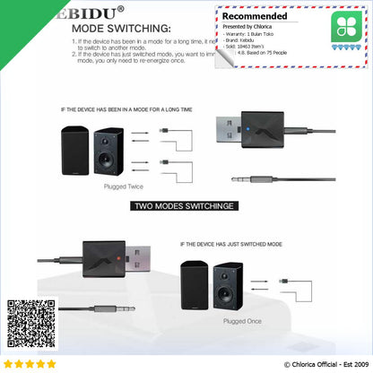 Kebidu USB Dongle HiFi Audio Transmitter & Receiver Bluetooth 5.0 KN320