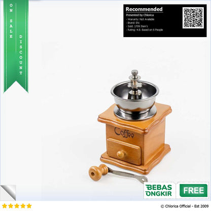 Mrosaa Alat Penggiling Kopi Manual Coffee Grinder Wood Adjustable 16290