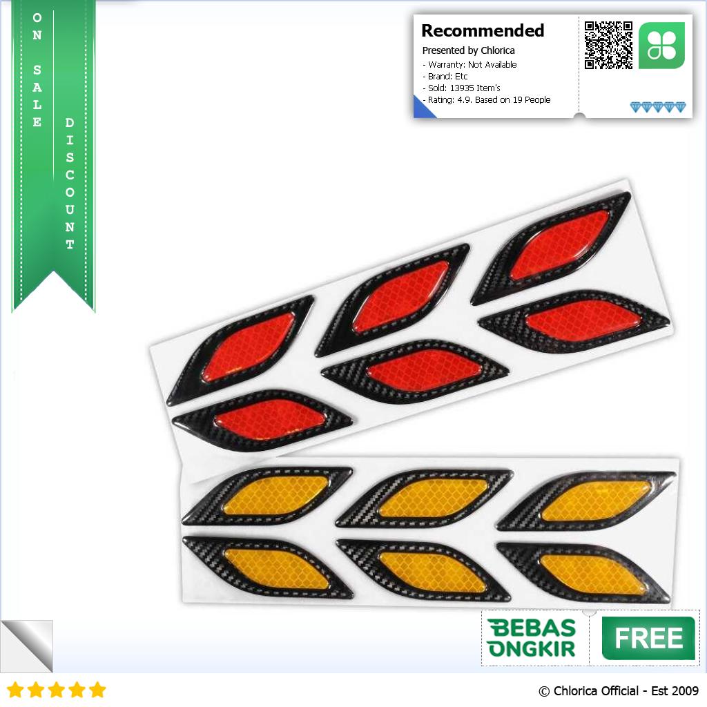 LARATH Carbon Fiber Car Sticker Auto Warning Decal Strips 6PCS 1183