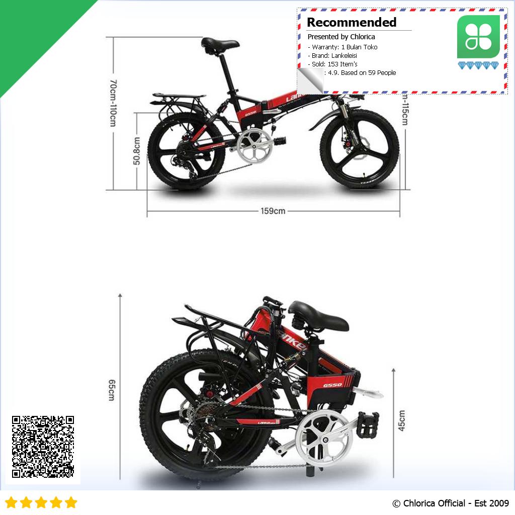 Lankeleisi Sepeda Listrik Lipat Folding Bike Elite Version 48V 10.4Ah G550