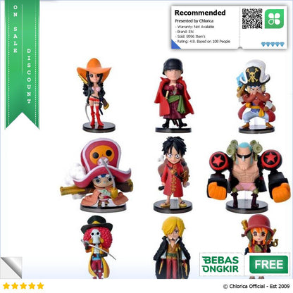 Mainan Action Figure One Piece The Straw Hats Pirates 9 PCS