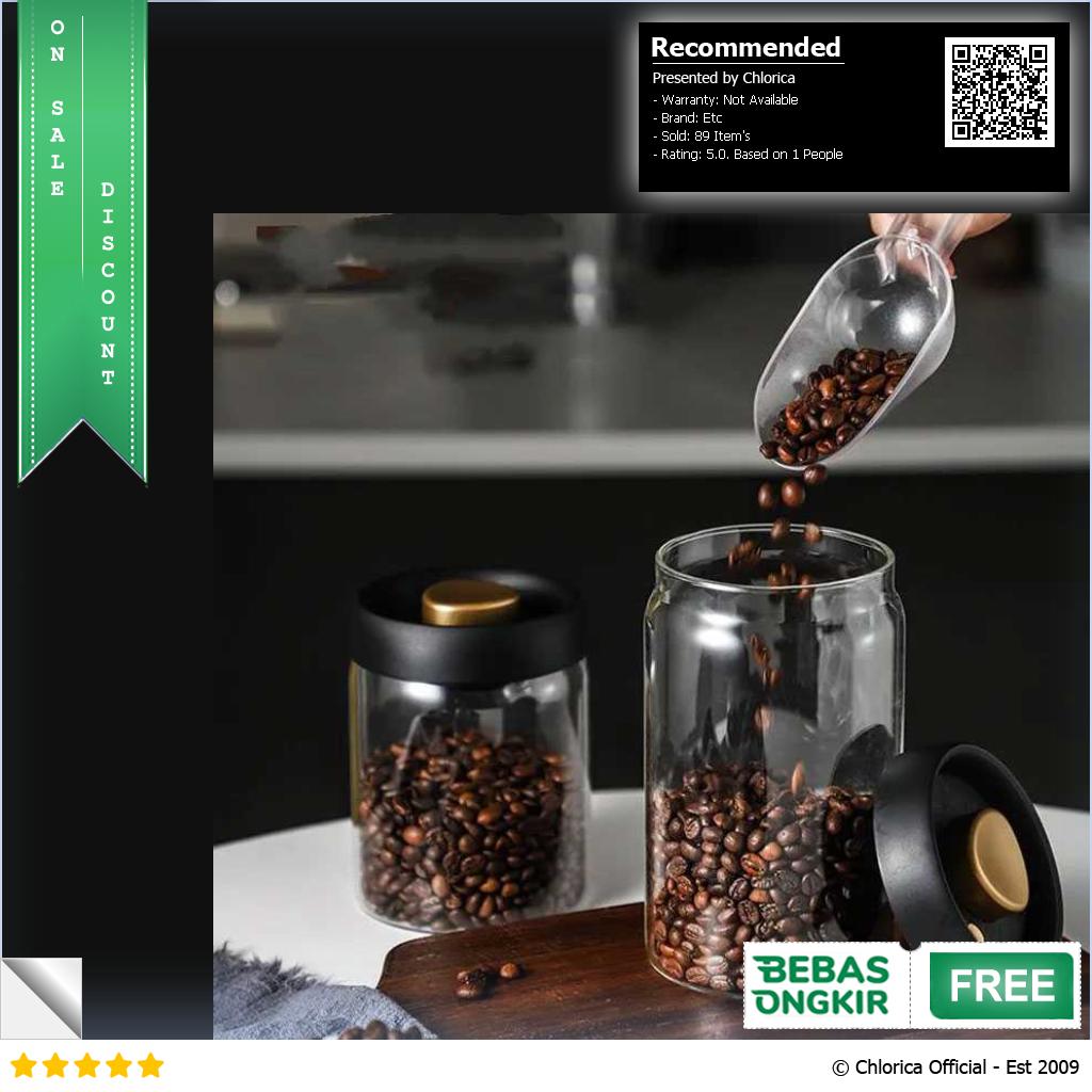 Seluna Toples Kaca Biji Kopi Coffee Beans Vacuum Sealed Air Tight Lid SE41