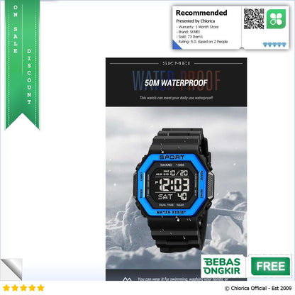 SKMEI Jam Tangan Pria Digital Sport Watch Alarm Waterproof EL Light 1988