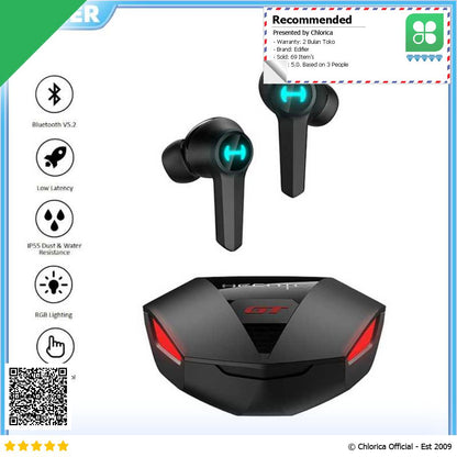 Edifier TWS Gaming Earphone Bluetooth 5.2 IP55 400mAh GT4