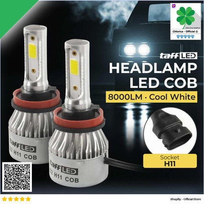 TaffLED Lampu Depan Mobil LED COB Headlamp 8000LM Cool White 2 PCS S2