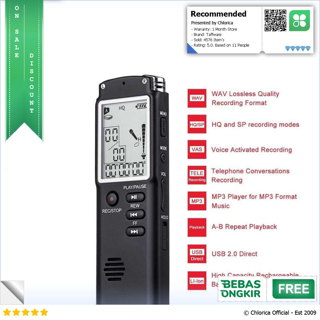 Taffware Perekam Suara Digital Voice Recorder 8GB T60