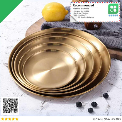 One Two Cups Piring Makan Stainless Steel Sultan Plate European Style SN16