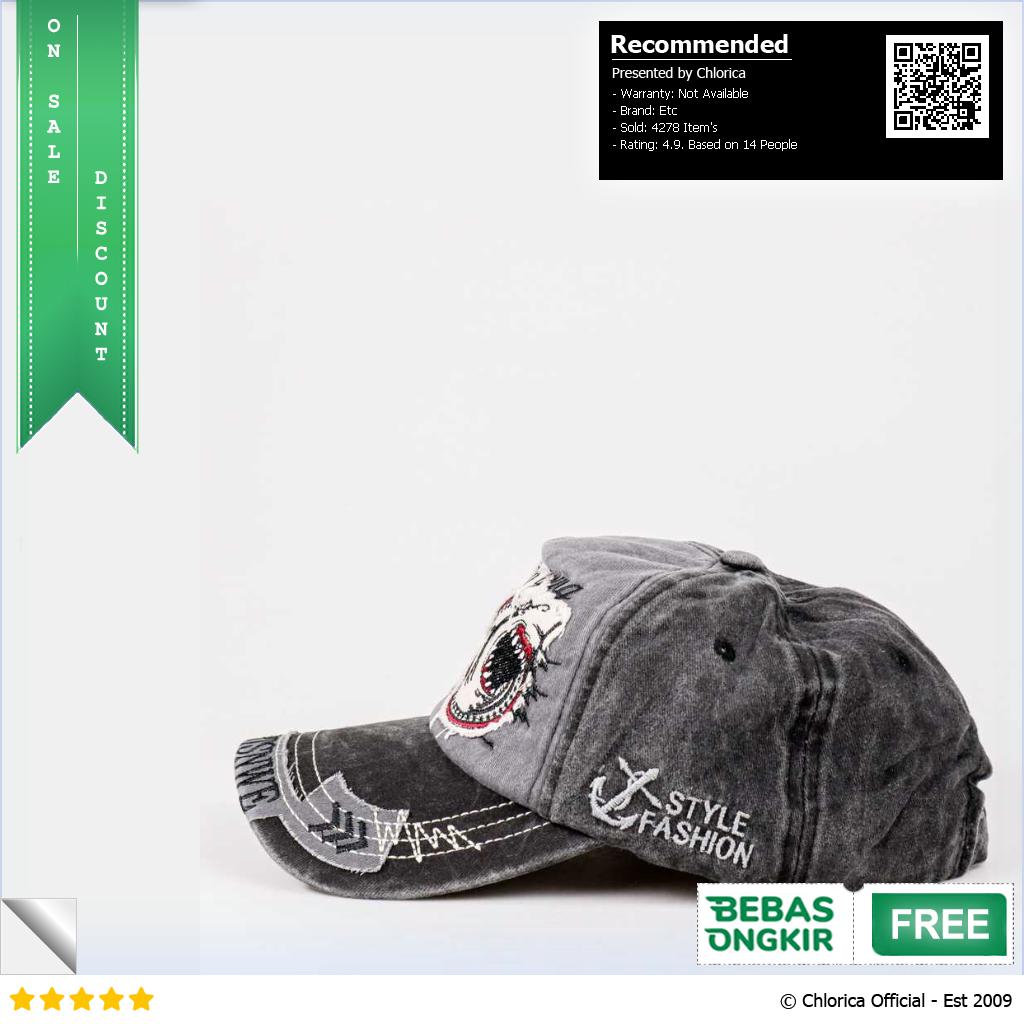 JAMONT Topi Baseball Cap Motif Bordir Shark G139