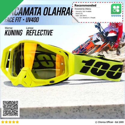 WJL Kacamata Olahraga Unisex Motocross MTB ATV Ski Goggles Fit Face UV400