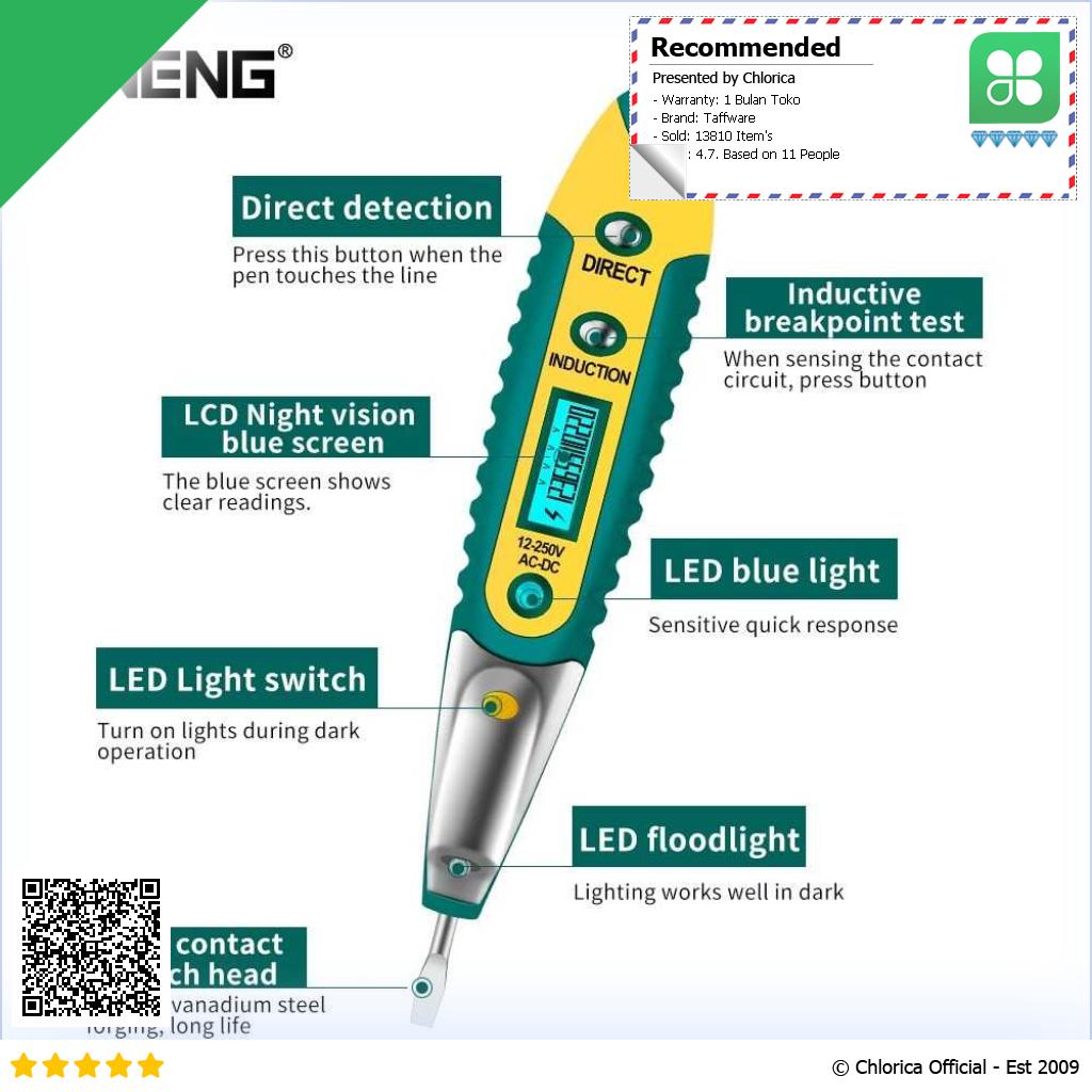 Taffware ANENG Tespen Tester Non Contact AC Detector 12V 250V VD700