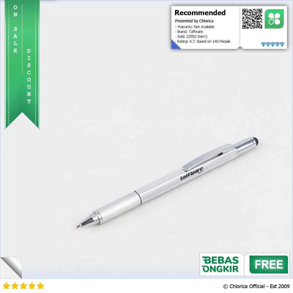 Taffware Pena Multifungsi Plastik Stylus Penggaris Waterpass Obeng 9625