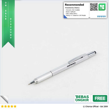 Taffware Pena Multifungsi Plastik Stylus Penggaris Waterpass Obeng 9625