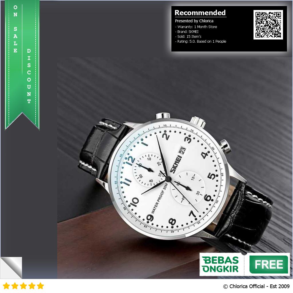 SKMEI Jam Tangan Pria Analog Stopwatch Leather Strap Waterproof 30M 9301